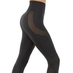 FREE SHIPPING Grey yoga leggings sexy mesh